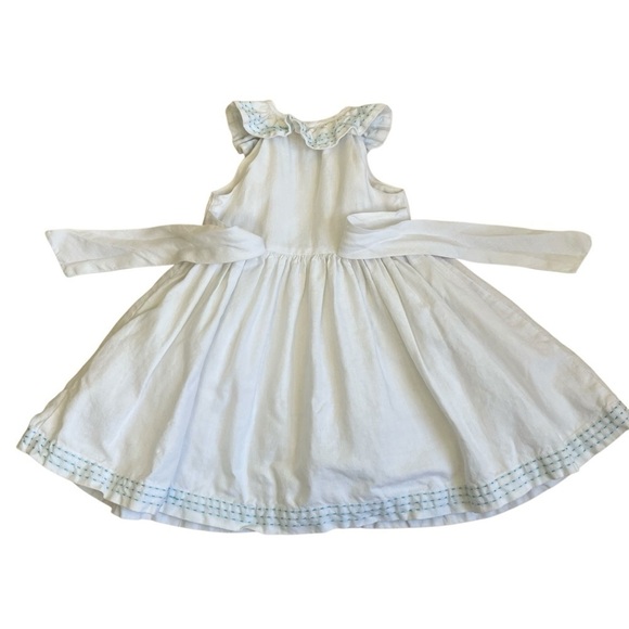 Janie And Jack 100% Linen Pickstitched Ruffled Dress White Party Summer 6-12 mo - Picture 10 of 15